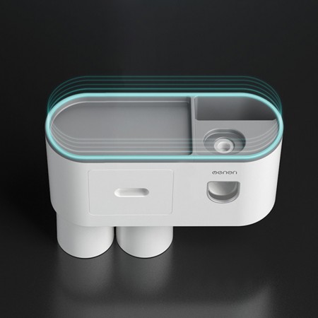 Meidong Toothbrush Holder with Toothbrush Dispenser-Multifunctional Wall Mounted Space-Saving  automatic Toothpaste Squeezer Kit for Bathroom and Washroom